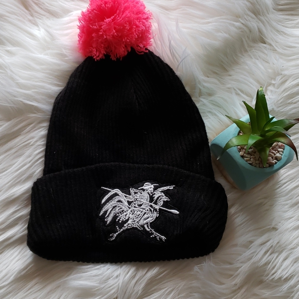 Espolon Black and Pink Beanie Hat